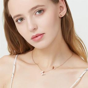 img 3 attached to 🦋 Изысканный набор сережек с подвеской на ожерелье WDSHOW из 18-каратного розового золота: идеально для женщин.