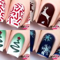 🎄 whats up nails - рождественский комплект наклеек для ногтей 4 шт. (палочки конфетти, ленточное дерево, олень, золотой праздничный снежинка) для праздничного дизайна ногтей. логотип