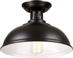 img 4 attached to PEESIN Farmhouse Vintage Semi Flush Mount Ceiling Lighting: Rustic Metal Black Close to Ceiling Light Fixture for Porch, Kitchen, Entryway & More