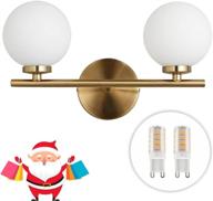 🌟 golden wall lamp with glass globe shade, mid-century double lights modern wall lamp for bathroom bedroom living room with g9 bulbs (2-lights) логотип