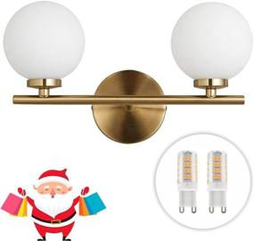 img 4 attached to 🌟 Golden Wall Lamp with Glass Globe Shade, Mid-Century Double Lights Modern Wall Lamp for Bathroom Bedroom Living Room with G9 Bulbs (2-Lights)