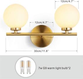 img 3 attached to 🌟 Golden Wall Lamp with Glass Globe Shade, Mid-Century Double Lights Modern Wall Lamp for Bathroom Bedroom Living Room with G9 Bulbs (2-Lights)