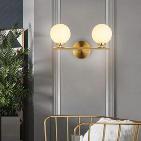 img 2 attached to 🌟 Golden Wall Lamp with Glass Globe Shade, Mid-Century Double Lights Modern Wall Lamp for Bathroom Bedroom Living Room with G9 Bulbs (2-Lights)