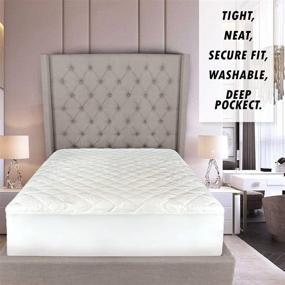 img 3 attached to 😴 Hypoallergenic Comfort Mattress Cover - Quilted Fitted Queen Size Pad (20" Deep) - Soft Cotton-Poly Blend in White