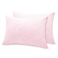 🌸 pack of 2 organic cotton toddler pillowcases/travel pillowcases - soft & breathable 13x18 inches, envelope closure baby pillow case covers in pink stripe logo