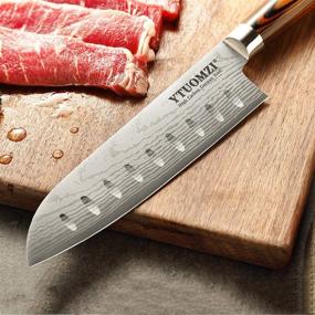 img 2 attached to 7 Inch Santoku Knife with Sheath - Japanese High Carbon Stainless Steel Chef's Knife for Home and Restaurant (7-inch Santoku Knife)