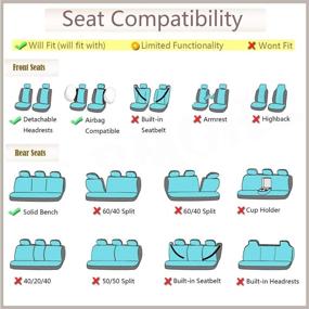 img 3 attached to 🚗 Flying Banner 9 PCS Car Seat Covers: Full-coverage, Universal Fit for Car, Truck, SUV, and Van. Hot Stamp Breathable Composite Sponge with Airbag Compatibility. Beige 031-Style Polyester Fabric.