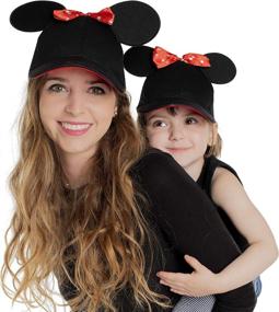 img 3 attached to 🐭 Disney Minnie Mouse Ears Hat Set: Mommy and Me Baseball Caps, Matching Adult and Little Girl, Pack of 2