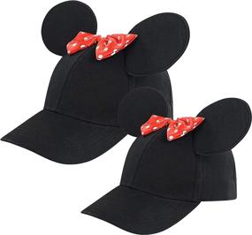 img 4 attached to 🐭 Disney Minnie Mouse Ears Hat Set: Mommy and Me Baseball Caps, Matching Adult and Little Girl, Pack of 2