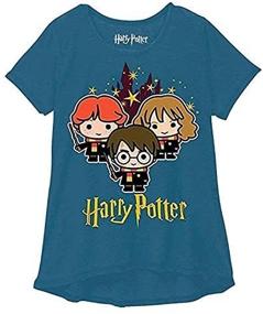 img 2 attached to Chic and Trendy: Harry Potter Youth Girls Fashion Top with Hogwarts Stars in Dusty Navy