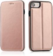 rose gold flip case with wallet card holder for iphone 8, iphone 7, se 2020 - onetop premium pu leather, hidden magnetic closure, kickstand protective cover case (4.7 inch) logo