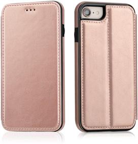 img 4 attached to Rose Gold Flip Case with Wallet Card Holder for iPhone 8, iPhone 7, SE 2020 - ONETOP Premium PU Leather, Hidden Magnetic Closure, Kickstand Protective Cover Case (4.7 Inch)