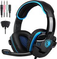 🎧 sades sa708 gt gaming headset with microphone - black/blue | wired 3.5mm stereo universal gaming headphones logo