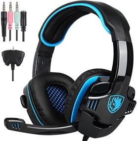 img 4 attached to 🎧 Sades SA708 GT Gaming Headset with Microphone - Black/Blue | Wired 3.5mm Stereo Universal Gaming Headphones