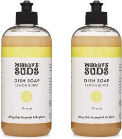 img 4 attached to Molly's Suds Natural Liquid Dish Soap - Powerful and Long-Lasting Plant-Powered Ingredients, Herbal Lemon Scent - 16 oz (2 Pack)