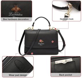 img 1 attached to LAORENTOU Quilted Cowhide Satchel Shoulder Bags 👜 for Women, Handle Purse and Handbags for Women