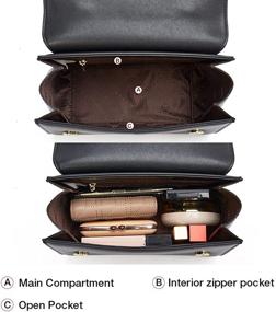 img 2 attached to LAORENTOU Quilted Cowhide Satchel Shoulder Bags 👜 for Women, Handle Purse and Handbags for Women