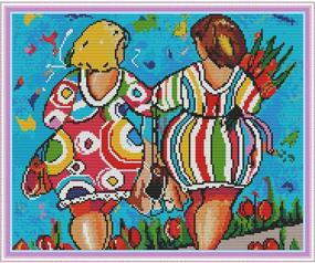 img 4 attached to 🧵 Pre-Printed Cross Stitch Embroidery Needlepoint Kit - 19.7×16.5 Inches