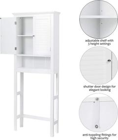img 1 attached to 🚽 Glitzhome 65.5-inch H Over-The-Toilet Space Saver Storage Bathroom Cabinet with 1 Adjustable Shelf and 2-Door, in White