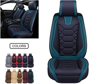 img 4 attached to OASIS AUTO OS-004 Leather Car Seat Covers
