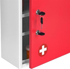 img 2 attached to 🔒 AdirMed Red Medicine Cabinet: Large Wall Mounted Steel Organizer with Pull-Out Shelf, Dual Locks, and Document Pocket - Secure Storage for Medicine, First Aid, and Emergency Kit