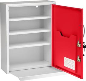 img 3 attached to 🔒 AdirMed Red Medicine Cabinet: Large Wall Mounted Steel Organizer with Pull-Out Shelf, Dual Locks, and Document Pocket - Secure Storage for Medicine, First Aid, and Emergency Kit