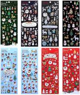 🎄 lemeso christmas scrapbook glitter stickers - 8 sheets of self-adhesive xmas stickers for kids, cute favor stickers, decorative sparkling holiday decals - ideal christmas gift for kids logo