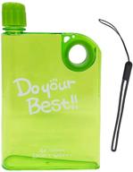 compact a5 slim water flask set for kids - portable memo 🥤 bottle for outdoor sports, hiking, camping - 2pcs flat water bottles (green, blue, 13oz/380ml) логотип