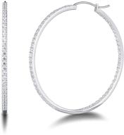 💎 fancime white gold plated 925 sterling silver hoop earrings with aaaaa inside-out cz cubic zirconia for women girls - shining medium/large big hoop earrings, exuding dainty luxury and fine jewelry appeal in available sizes: 25mm and 50mm logo