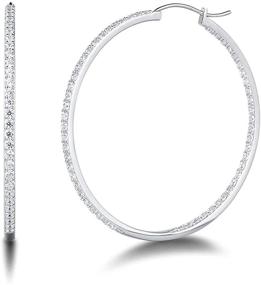 img 4 attached to 💎 FANCIME White Gold Plated 925 Sterling Silver Hoop Earrings with AAAAA Inside-Out CZ Cubic Zirconia for Women Girls - Shining Medium/Large Big Hoop Earrings, Exuding Dainty Luxury and Fine Jewelry Appeal in Available Sizes: 25mm and 50mm