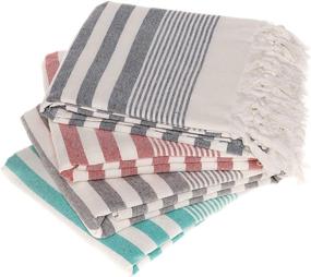 img 4 attached to 🏖️ Premium Turkish Towels - Set of 4 Oversized Beach Towels, 100% Cotton, 35 x 65 inches
