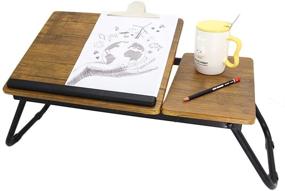 img 3 attached to Foldable Wooden Lap Desk, Adjustable Laptop Stand for Bed, Portable Writing Desk, Bed Tray for Laptop