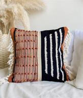 🌿 casa boho 18x18 throw pillow cover: mid century modern bohemian decor in black rust orange - perfect for bed, couch & boho room логотип