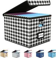 🗂️ enhanced collapsible office file storage box with lid, huolewa lattice linen document organizer, versatile hanging filing box for letter/legal folder, stylish home file storage solutions логотип