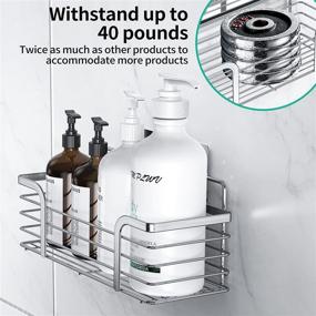img 1 attached to 🚿 Rustproof Shower Caddy Shelf Organizer - 2 Pack with Soap Dishes, Adhesive Wall Mount, High Suction Bathroom Rack - 304 Stainless Steel Storage, Sliver