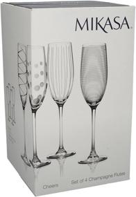 img 3 attached to Mikasa Set of 4 Cheers Crystal Champagne Flute Glasses with Beautiful Silver Design – Perfect for Celebrations and Entertaining