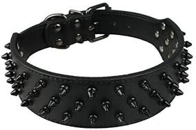 img 2 attached to 🐶 Dogs Kingdom Spiked Studded Leather Dog Collar - Wide, Black, 2" Width, 31 Spikes & 52 Studs - Ideal for Pit Bulls and Boxers