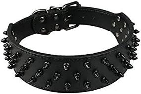 img 4 attached to 🐶 Dogs Kingdom Spiked Studded Leather Dog Collar - Wide, Black, 2" Width, 31 Spikes & 52 Studs - Ideal for Pit Bulls and Boxers