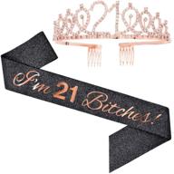 bitches sash rhinestone tiara set logo