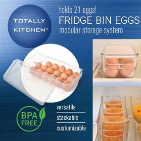 img 2 attached to 🥚 Clear Plastic Egg Holder Organizer with Lid and Handles - BPA Free Fridge Container, 21 Egg Tray, Refrigerator Storage Solution by Totally Kitchen