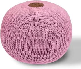 img 4 attached to 🪑 AZK Round Dori Pouf Ottoman: Stylish Hand Knit Pink Footstool for Living Room, Bedroom, Nursery, Kidsroom, Patio - 100% Cotton Braid Cord - Handmade & Hand Stitched Pouffe Seat