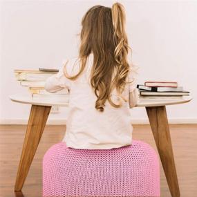 img 2 attached to 🪑 AZK Round Dori Pouf Ottoman: Stylish Hand Knit Pink Footstool for Living Room, Bedroom, Nursery, Kidsroom, Patio - 100% Cotton Braid Cord - Handmade & Hand Stitched Pouffe Seat