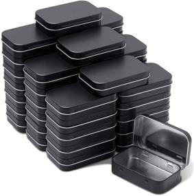 img 4 attached to 📦 Pack of 40 Matte Black Mini Portable Rectangular Hinged Tins - Tamicy Metal Box Containers for Storage, Crafts, Jewelry & More - Small Empty Storage Tins with Lids for Home Organization and Drawing Pin