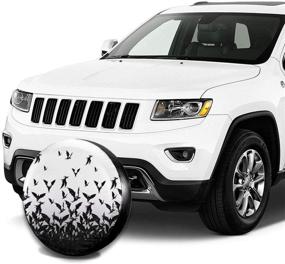 img 1 attached to 🦇 Bats Spare Tire Cover: Waterproof, Dust-Proof, UV Sun Protection - Fits Jeep, Trailer, RV, SUV & Many Vehicles (14 Inch)