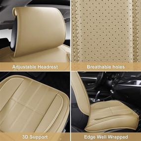 img 1 attached to 🚗 AOOG Leather Car Seat Covers – Premium Leatherette Cushion Covers for Cars, SUVs & Trucks – Universal Non-Slip, Waterproof Protectors – Front Pair