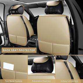 img 2 attached to 🚗 AOOG Leather Car Seat Covers – Premium Leatherette Cushion Covers for Cars, SUVs & Trucks – Universal Non-Slip, Waterproof Protectors – Front Pair