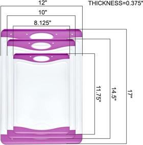 img 2 attached to 🔪 Abby набор разделочных досок высшего качества (3-х предметный набор) с желобками для сока и удобными ручками, набору для кухни - очень большая, очень толстая, нескользящая, непроницаемая, можно мыть в посудомоечной машине, пластиковая