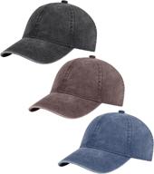 🧢 aosmi 3 pack vintage washed cotton adjustable baseball caps: perfect unstructured low profile plain classic dad hats for men and women logo