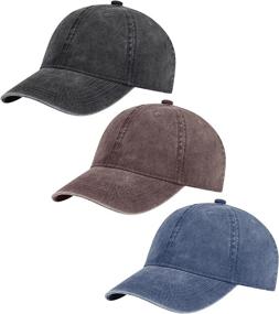 img 4 attached to 🧢 AOSMI 3 Pack Vintage Washed Cotton Adjustable Baseball Caps: Perfect Unstructured Low Profile Plain Classic Dad Hats for Men and Women