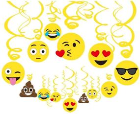 img 4 attached to 🎉 Kristin Paradise 30Ct Emoji Hanging Swirl Decorations: Emoticon Ceiling Streamers for Boys and Girls' Birthday Party, Emoji Theme Party Supplies and Favors for Kids